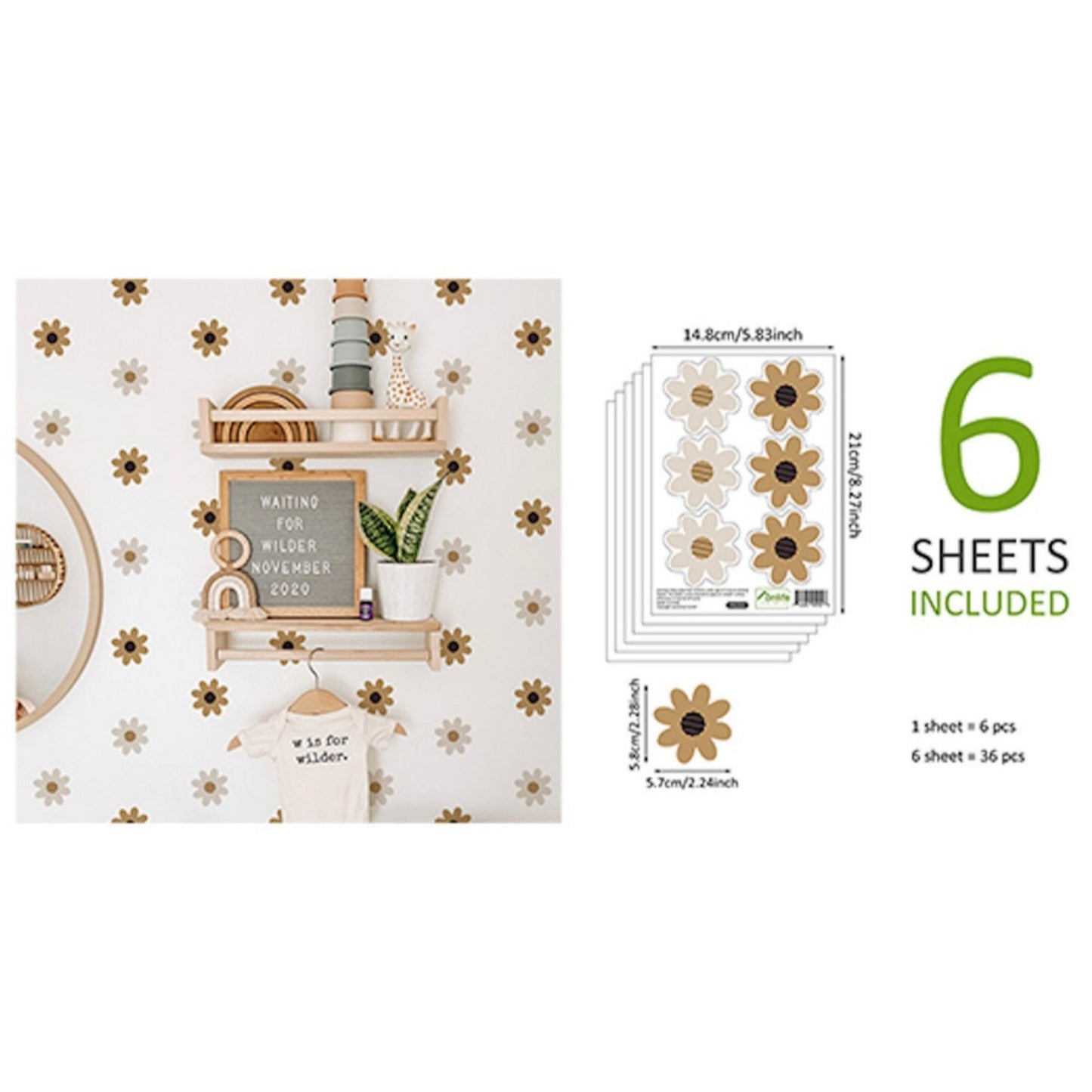 Wandsticker Set Braune Blumen