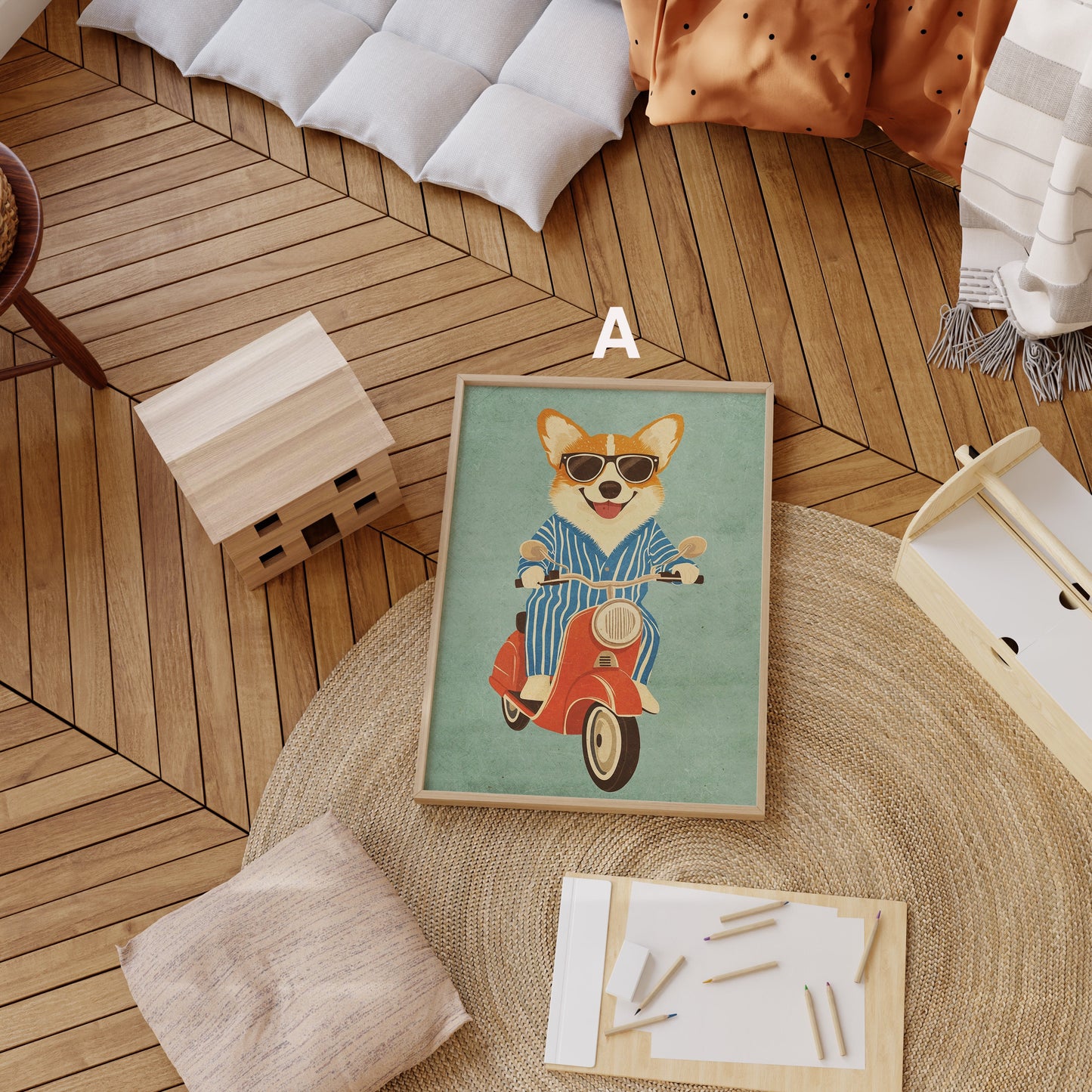Skateboard Waldtiere Poster Kinderzimmer · Geschenkidee für Kinder · Dalmatiner Löwe Fuchs Lama Koala Bär · Deko Print ohne Rahmen-1