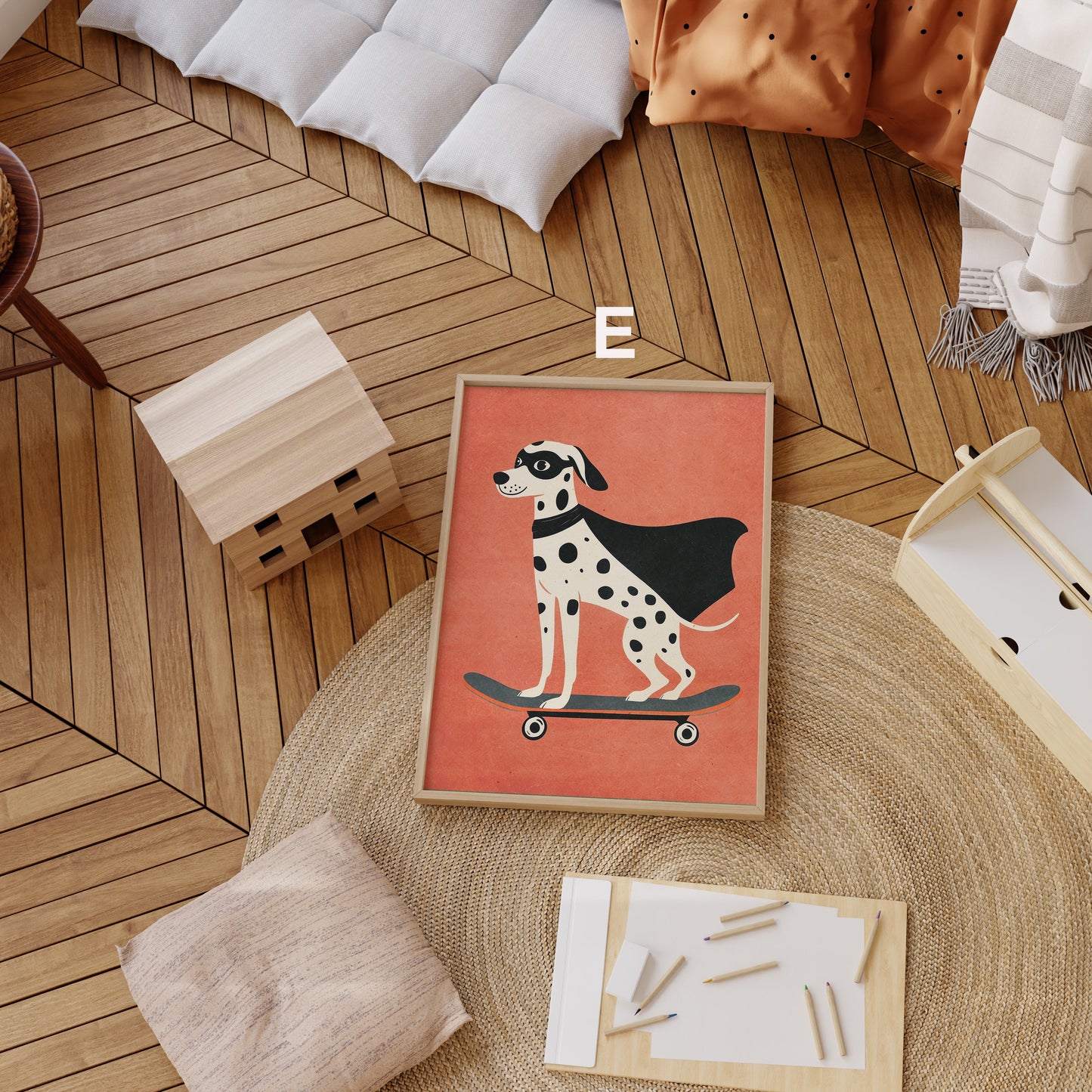 Skateboard Waldtiere Poster Kinderzimmer · Geschenkidee für Kinder · Dalmatiner Löwe Fuchs Lama Koala Bär · Deko Print ohne Rahmen-5