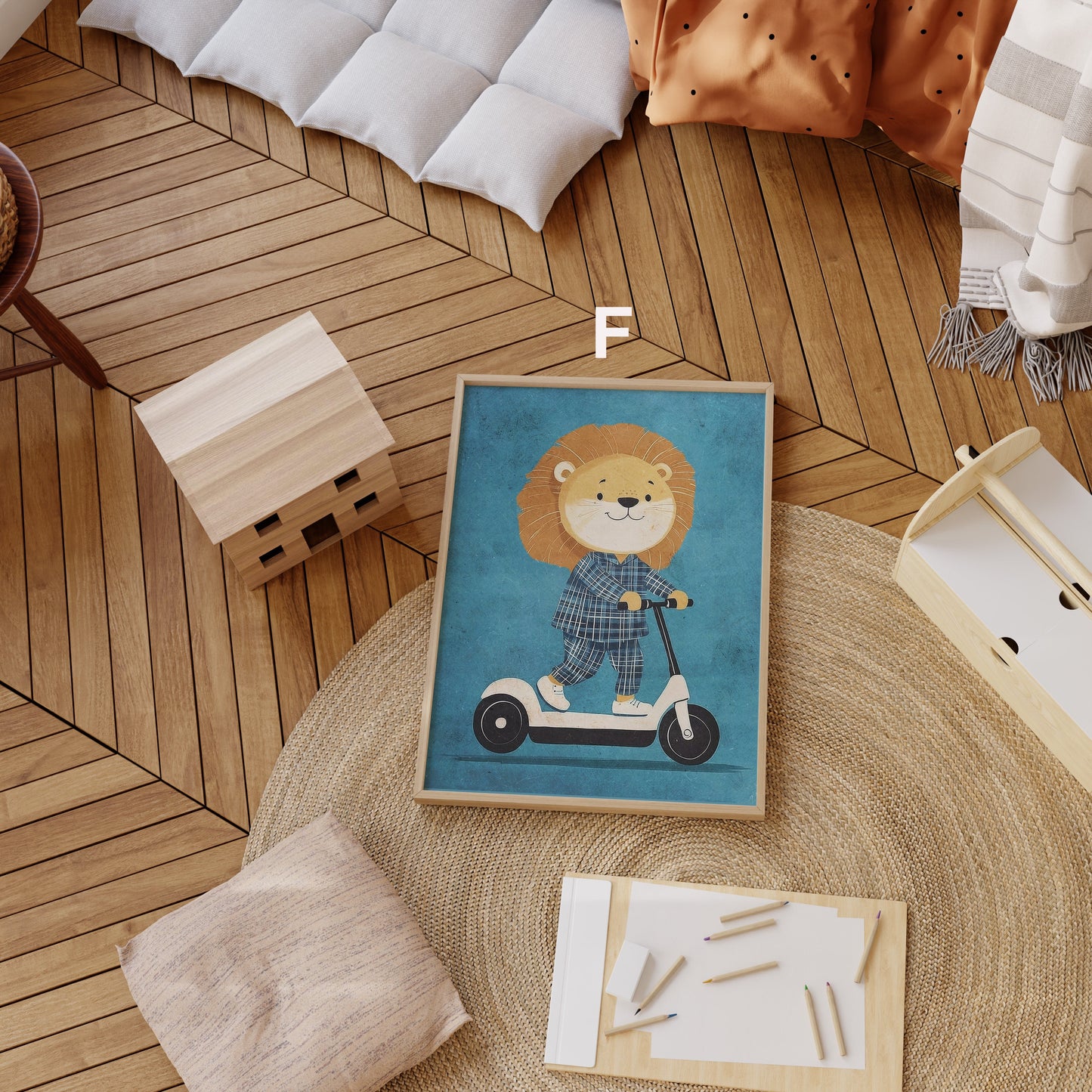 Skateboard Waldtiere Poster Kinderzimmer · Geschenkidee für Kinder · Dalmatiner Löwe Fuchs Lama Koala Bär · Deko Print ohne Rahmen-6
