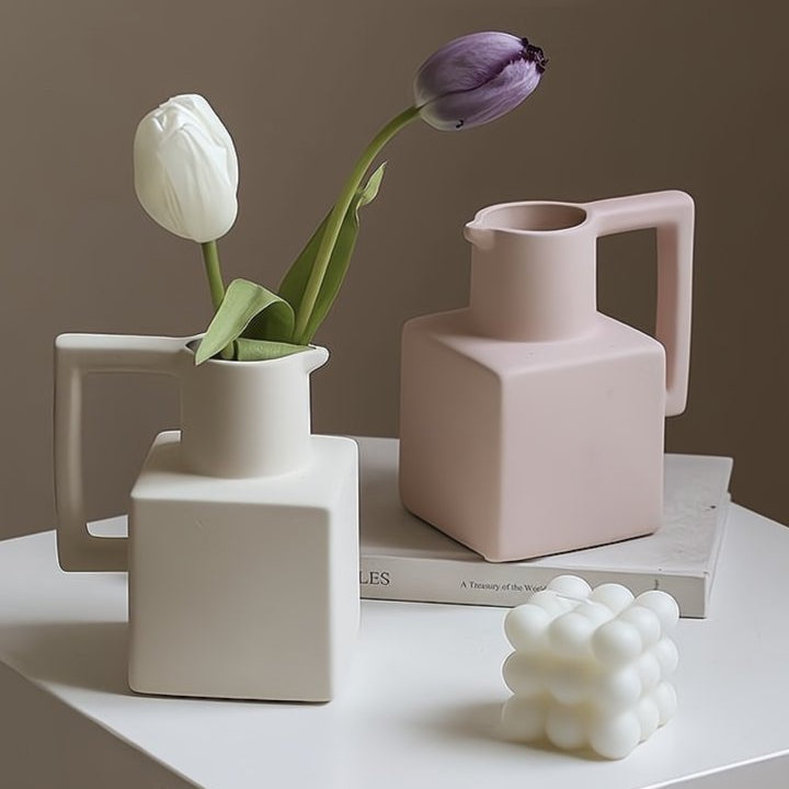 Handmade Ceramic Jug Pitcher Vase - Modern and Unique Decorative Centerpiece Vase-0