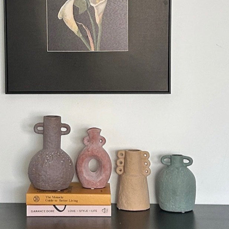 Handmade Wabi Sabi Abstract Pottery Vase, Crude Rustic Decorative Flower Vessel-1