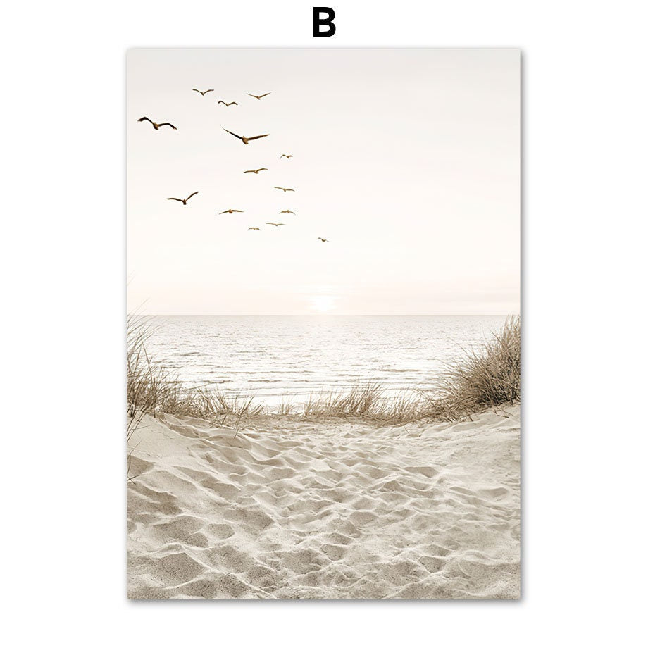 Poster Meer Pampasgras Beige Gold I Wandbilder Wohnzimmer & Schlafzimmer I Deko Print Bilder I ohne Rahmen-3