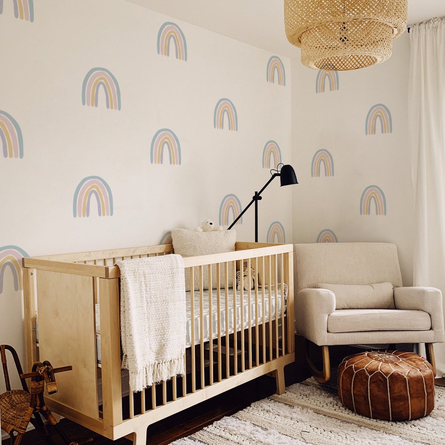 Sticker Kinderzimmer Wandaufkleber Boho Regenbogen I Wand Deko I Wandtattoos I Babyzimmer Wand Deko I Sticker Set-0