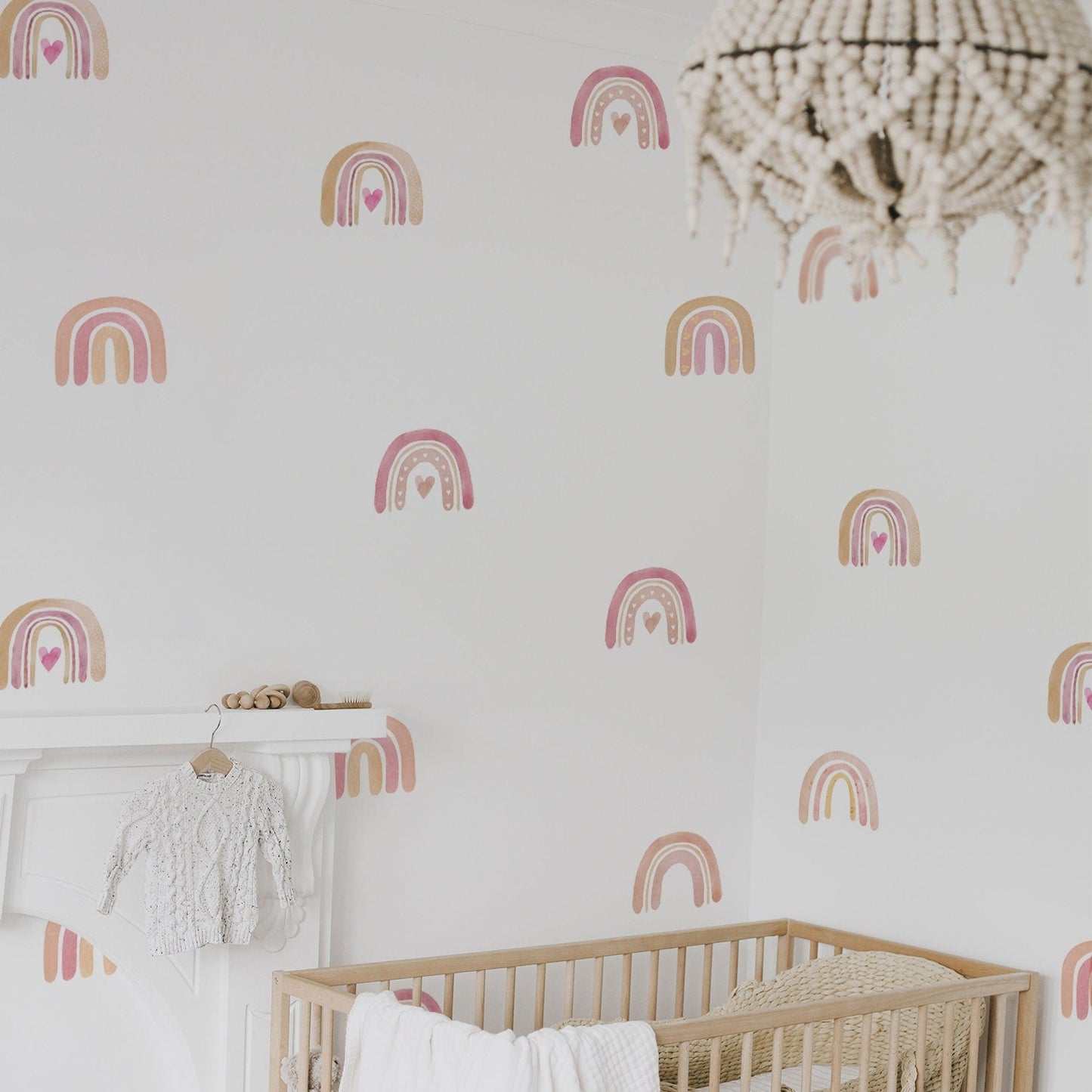 Sticker Kinderzimmer Wandaufkleber Boho Regenbogen Herz I Wandtattoos I Babyzimmer Wand Deko I Sticker Set-1