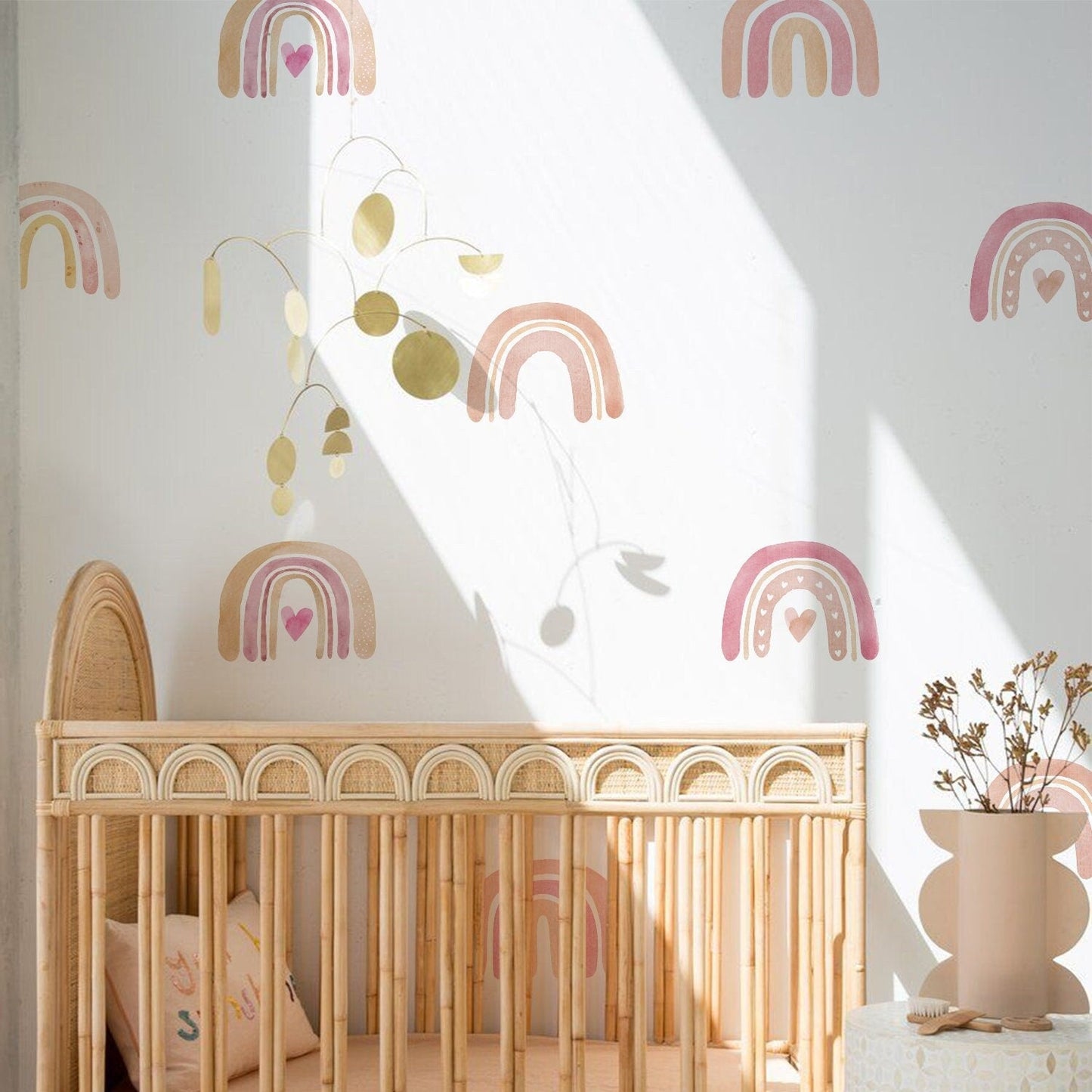 Sticker Kinderzimmer Wandaufkleber Boho Regenbogen Herz I Wandtattoos I Babyzimmer Wand Deko I Sticker Set-0