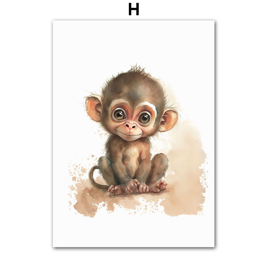 Poster Kinderzimmer Tiere Wald Dschungel Aquarell I Kinderzimmer Bilder I Wand Deko I Kunst Druck I Deko Print I ohne Rahmen-8