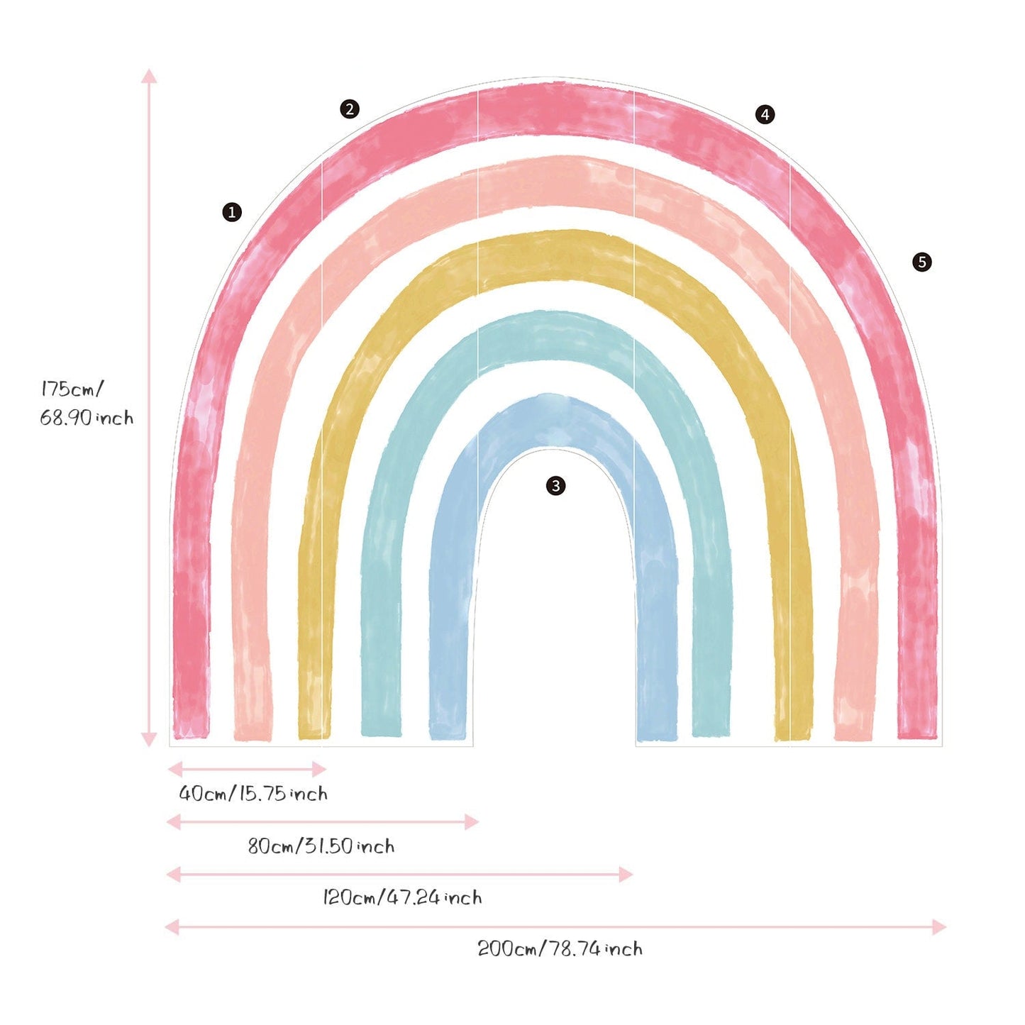 Sticker Kinderzimmer Wandaufkleber Regenbogen Bunte Farben I Wand Deko I Wandtattoos I Babyzimmer Wand Deko I Wandbild Tapete I Wasserdicht -3