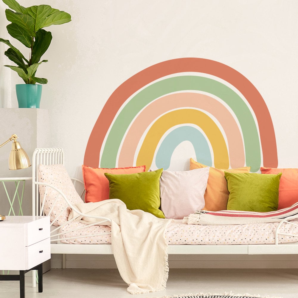 Sticker Kinderzimmer Wandaufkleber Boho Stil Regenbogen Blumen I Wand Deko I Babyzimmer Wand Deko I Sticker Set-1