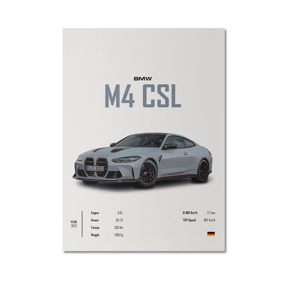 Poster Sportwagen BMW LOTUS SUBARU Klassiker Legenden I Geschenk für ihn I Wohnzimmmer & Büro I Wand Deko I Print ohne Rahmen-6
