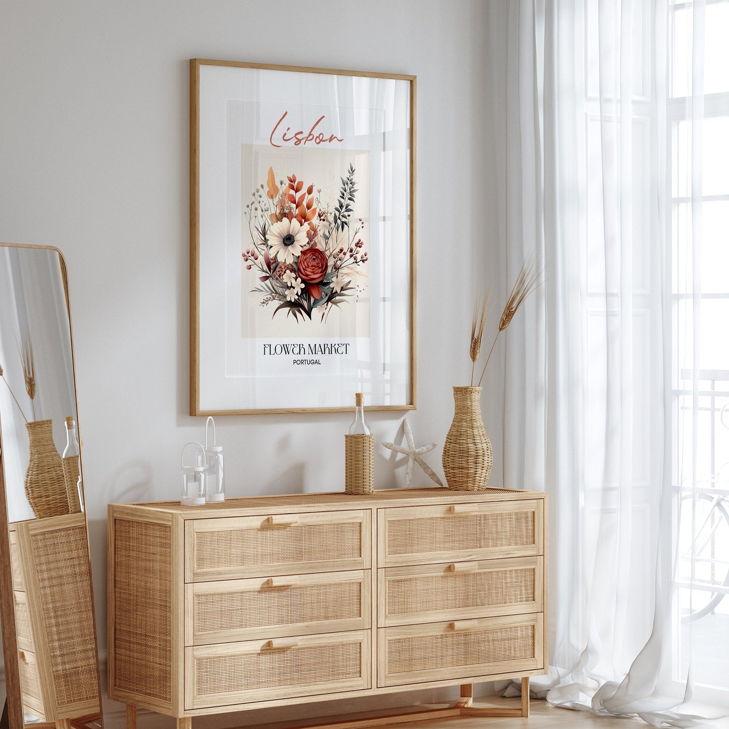 Lisbon Flower Market Portugal Design Poster I Geschenkidee I Wanddeko Wohnzimmer Küche I Skandinavisches Design I Deko Print ohne Rahmen-3