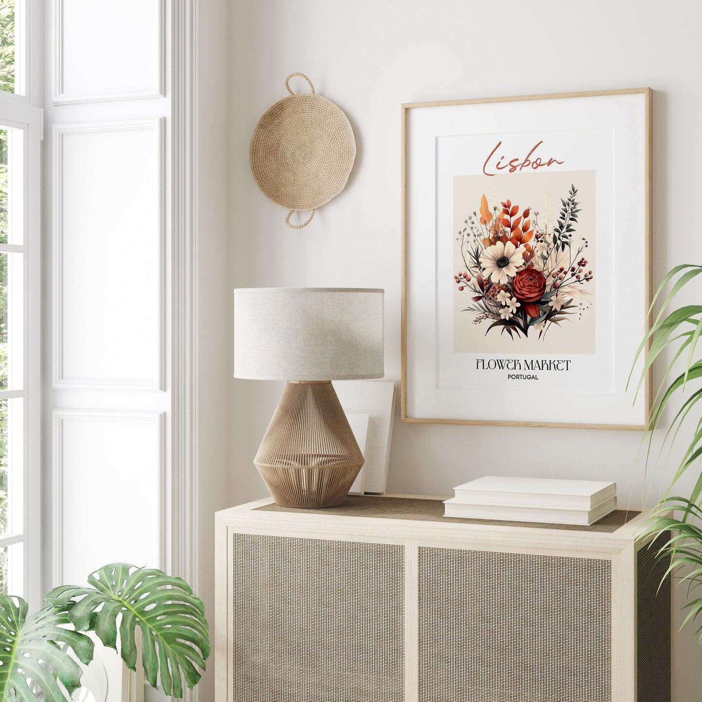 Lisbon Flower Market Portugal Design Poster I Geschenkidee I Wanddeko Wohnzimmer Küche I Skandinavisches Design I Deko Print ohne Rahmen-1