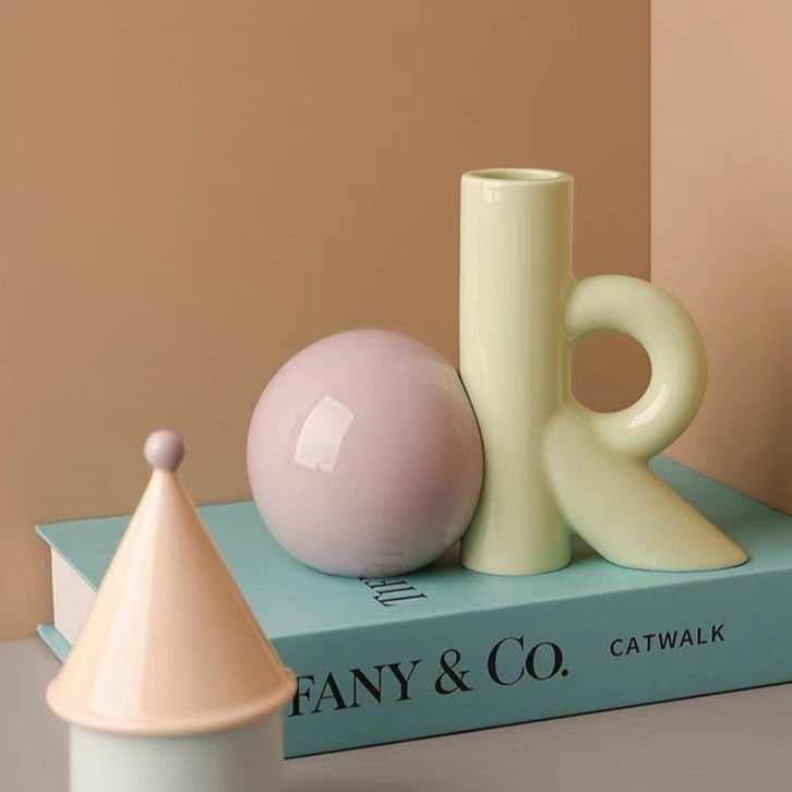 OK Ceramic Bud Vase - Handmade Dopamine Decorative Flower Vase-2