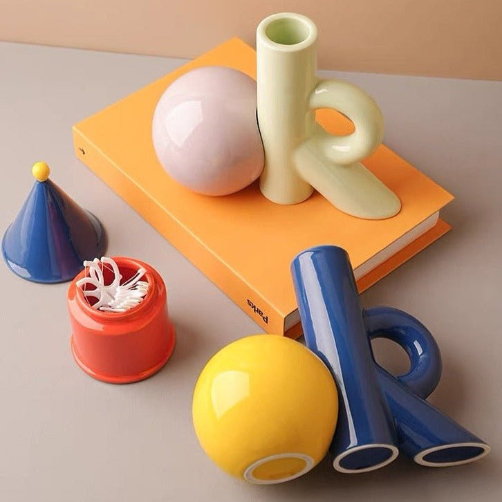 OK Ceramic Bud Vase - Handmade Dopamine Decorative Flower Vase-1