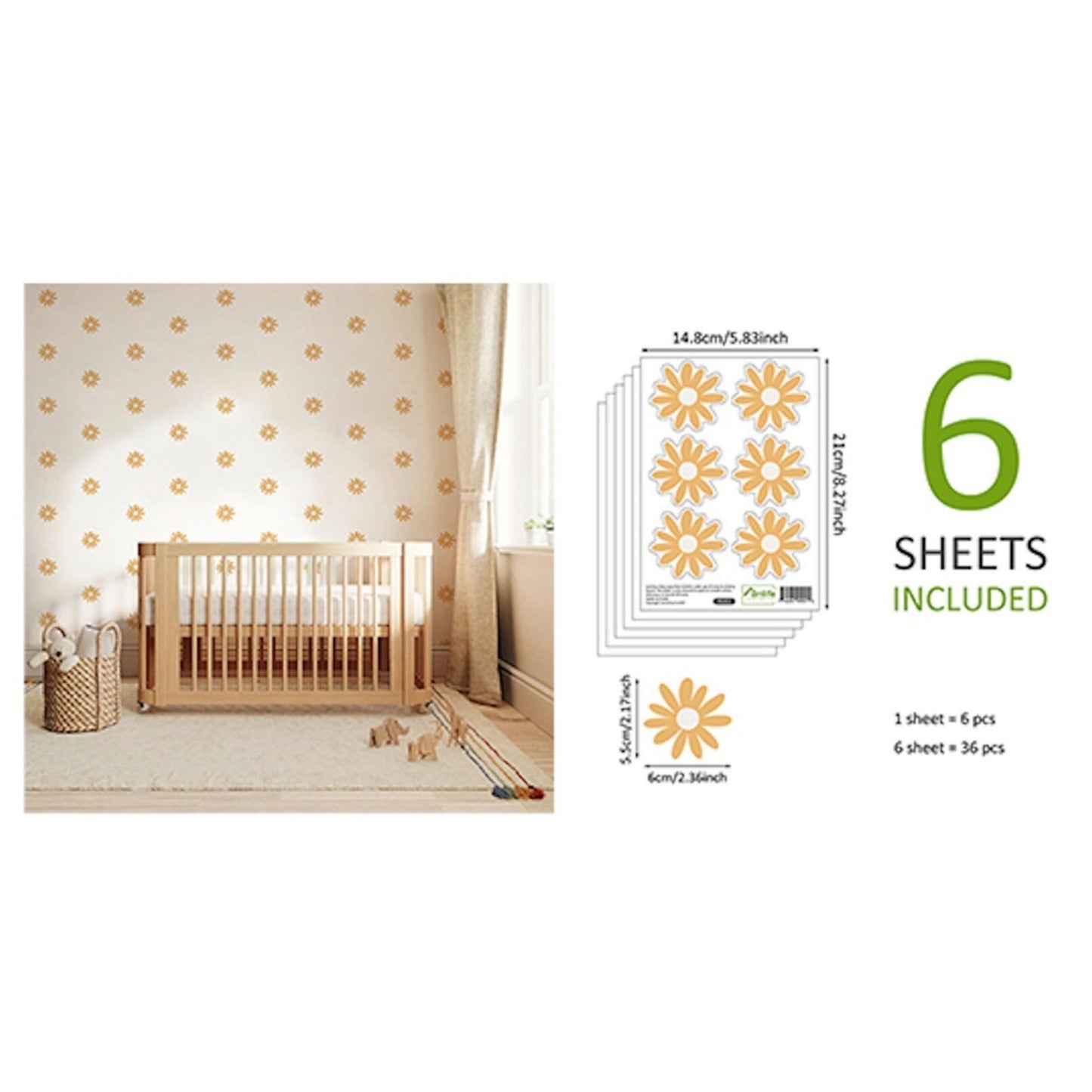 Wandsticker Set Orange Blumen