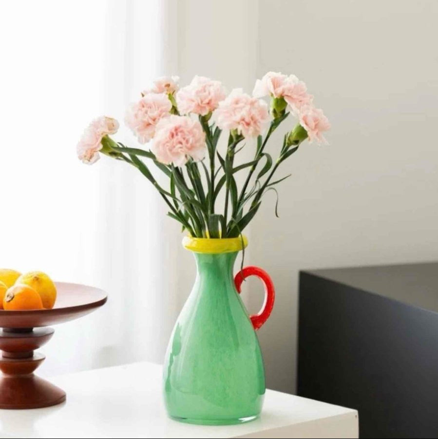 Handblown Bonbon Dopamine Bottle Vase, Whimsical Vintage Vase Centrepiece-5