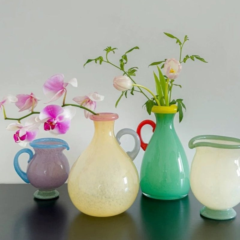 Handblown Bonbon Dopamine Bottle Vase, Whimsical Vintage Vase Centrepiece-0