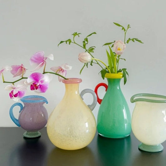 Handblown Bonbon Dopamine Bottle Vase, Whimsical Vintage Vase Centrepiece-0