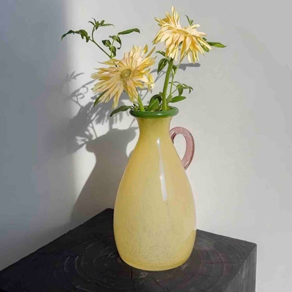 Handblown Bonbon Dopamine Bottle Vase, Whimsical Vintage Vase Centrepiece-7