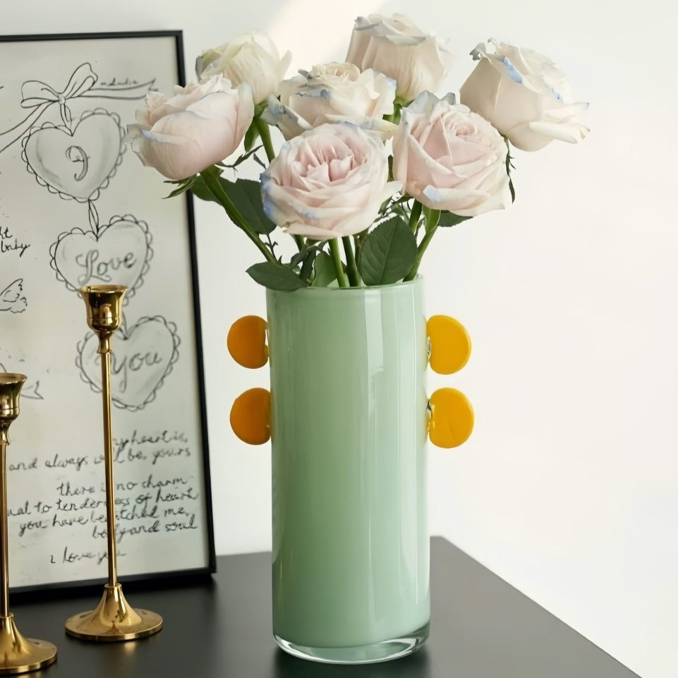 Handblown Whimsical Cylinder Vase - Eclectic Table Setting Centrepieces-5