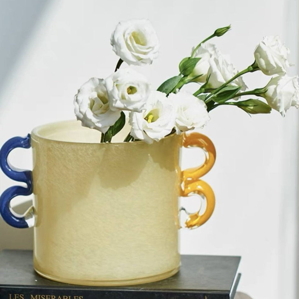 Handblown Whimsical Cylinder Vase - Eclectic Table Setting Centrepieces-7