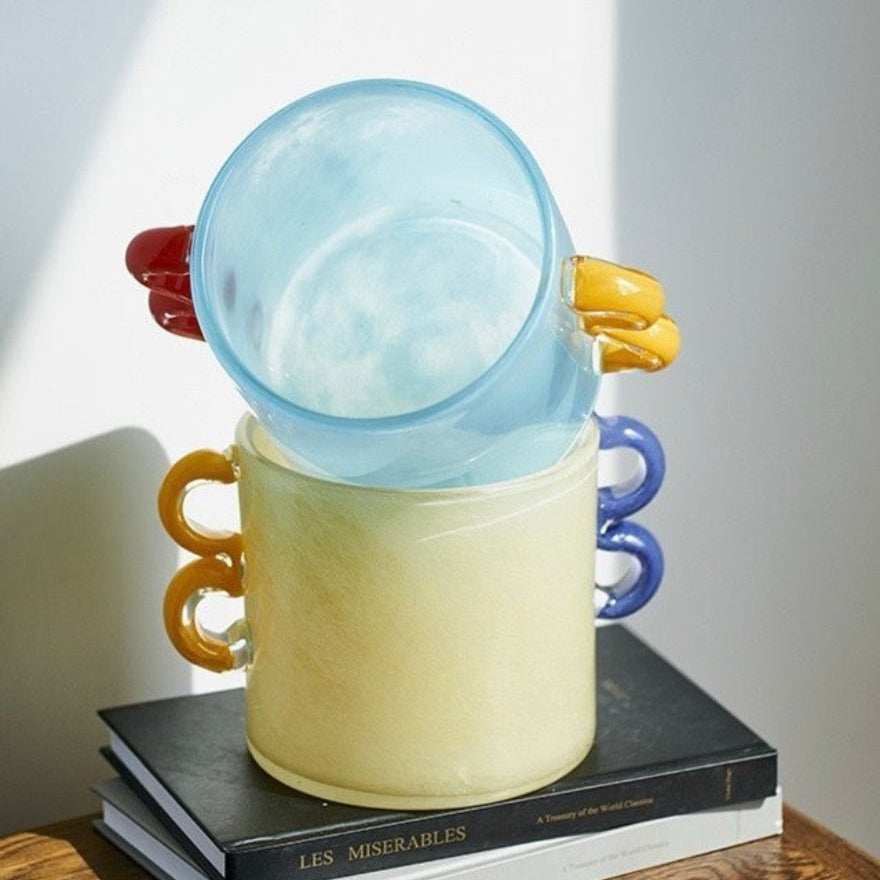 Handblown Whimsical Cylinder Vase - Eclectic Table Setting Centrepieces-2