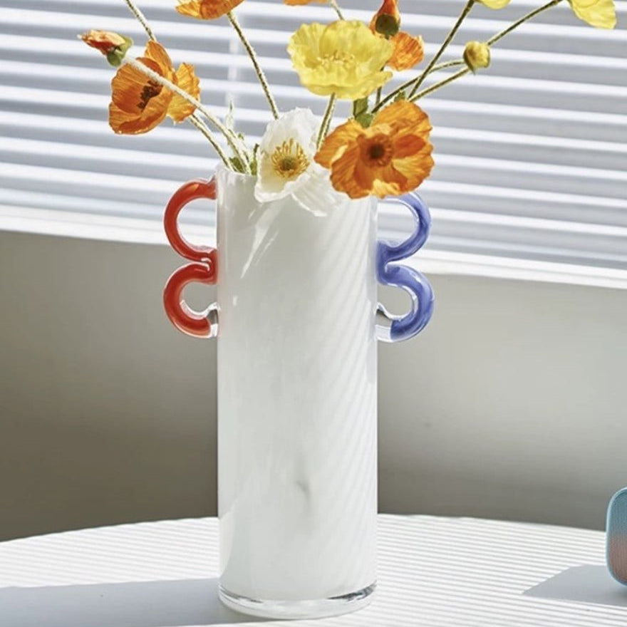 Handblown Whimsical Cylinder Vase - Eclectic Table Setting Centrepieces-8