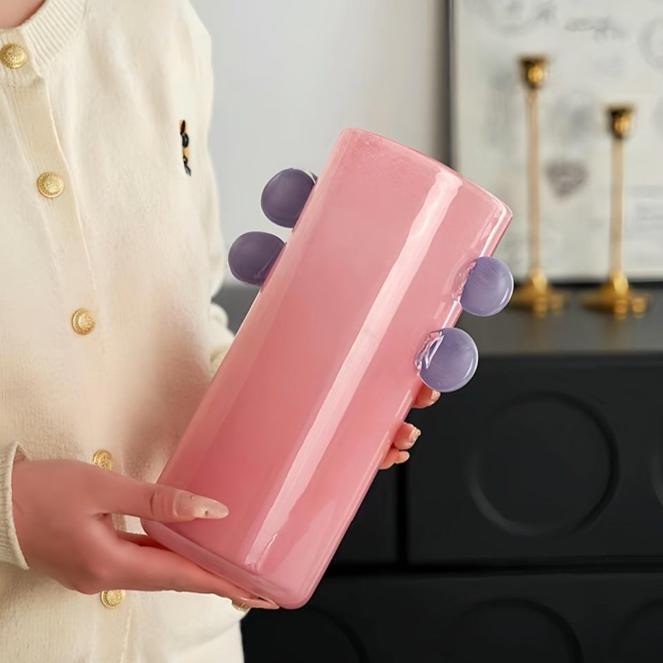 Handblown Whimsical Cylinder Vase - Eclectic Table Setting Centrepieces-4