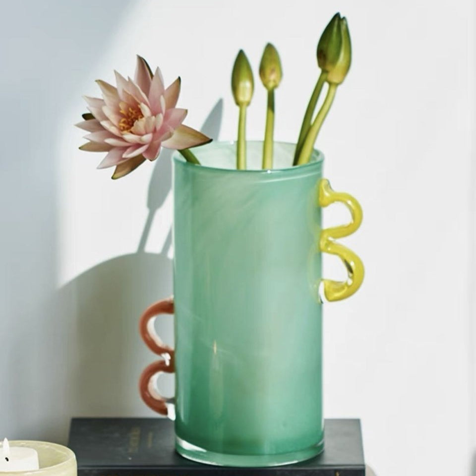 Handblown Whimsical Cylinder Vase - Eclectic Table Setting Centrepieces-9