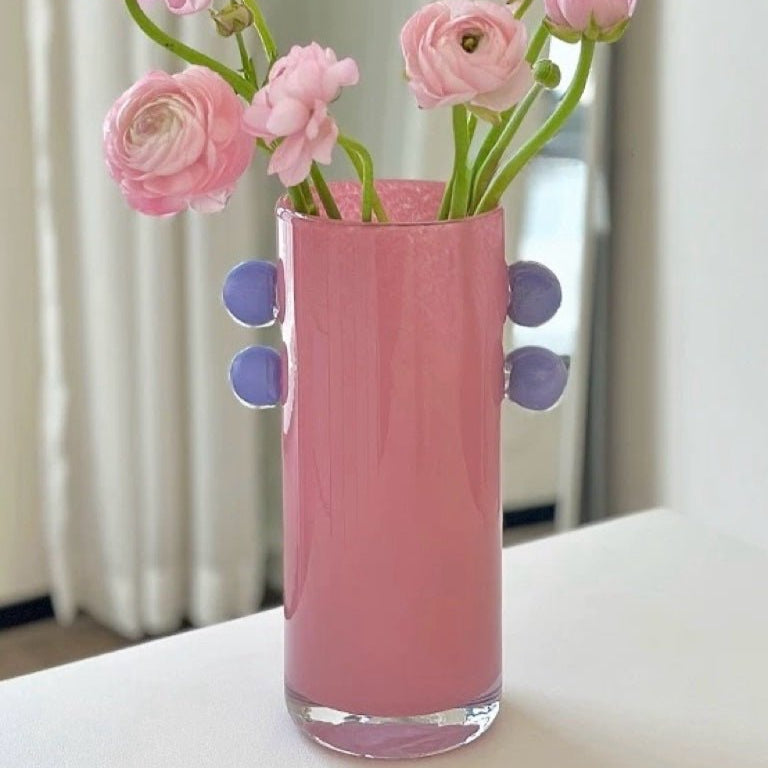 Handblown Whimsical Cylinder Vase - Eclectic Table Setting Centrepieces-2