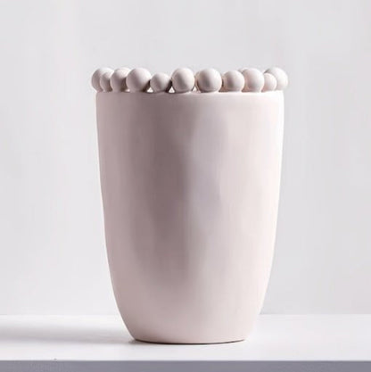 Handmade Morandi-color Pomponette Vase, Dotted Cylinder Centrepiece-6