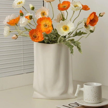 Handmade Ceramic Wrinkle Vase | Morandi Color | Unique Decorative Piece-4