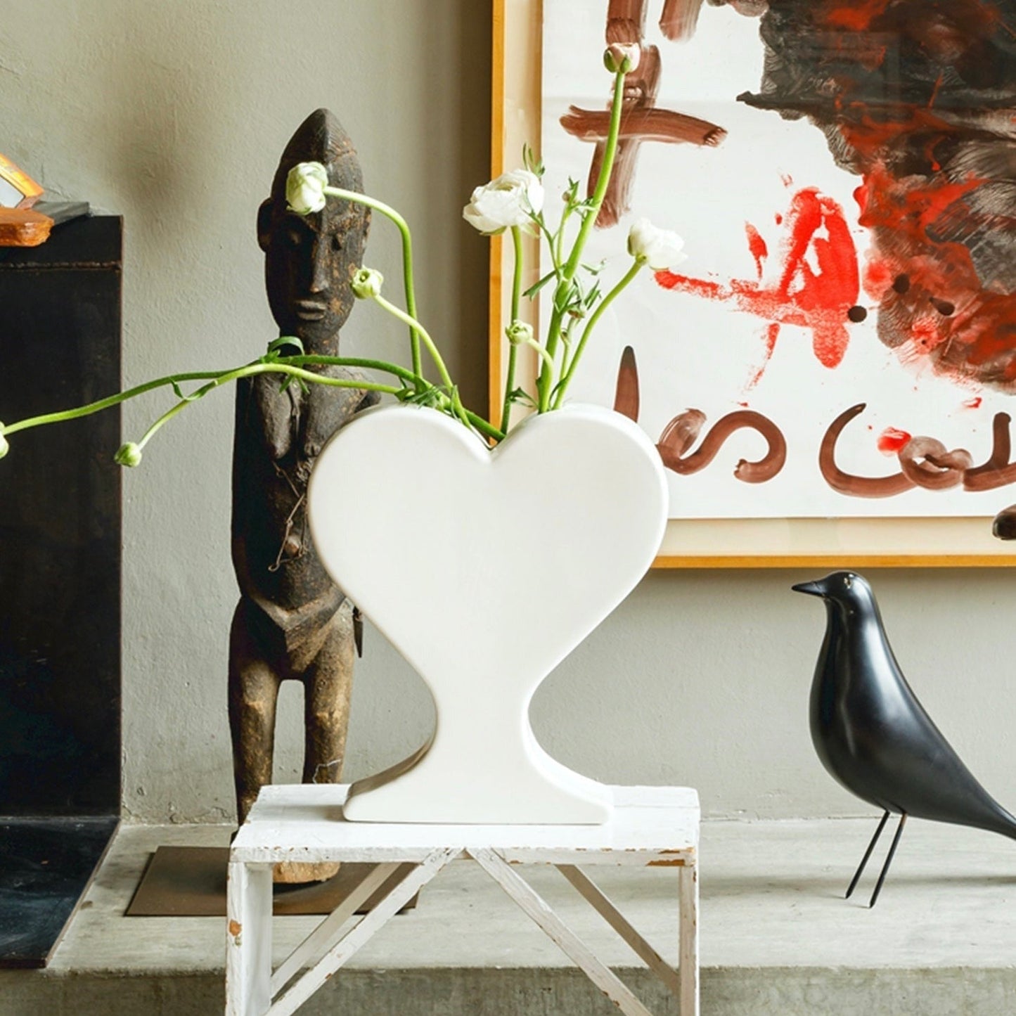 Handmade Ceramic Whimsical Eclectic Retro Heart-Shaped Flower Vase - Decorative Pottery Vase-6