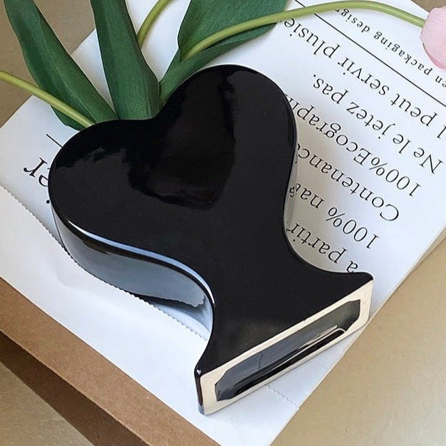 Handmade Ceramic Whimsical Eclectic Retro Heart-Shaped Flower Vase - Decorative Pottery Vase-4