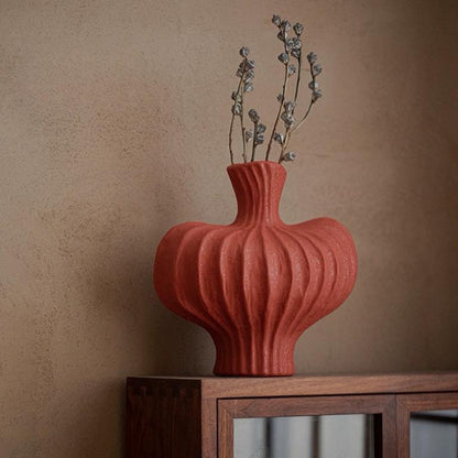 Handmade Wabi Sabi Ceramic Pottery Vase - Red / Black / White-3