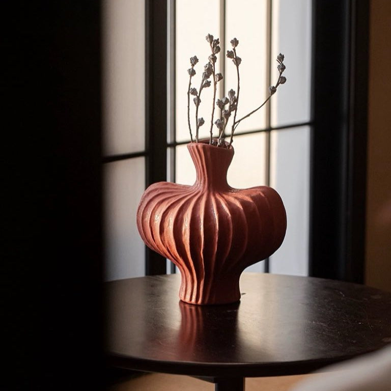 Handmade Wabi Sabi Ceramic Pottery Vase - Red / Black / White-1