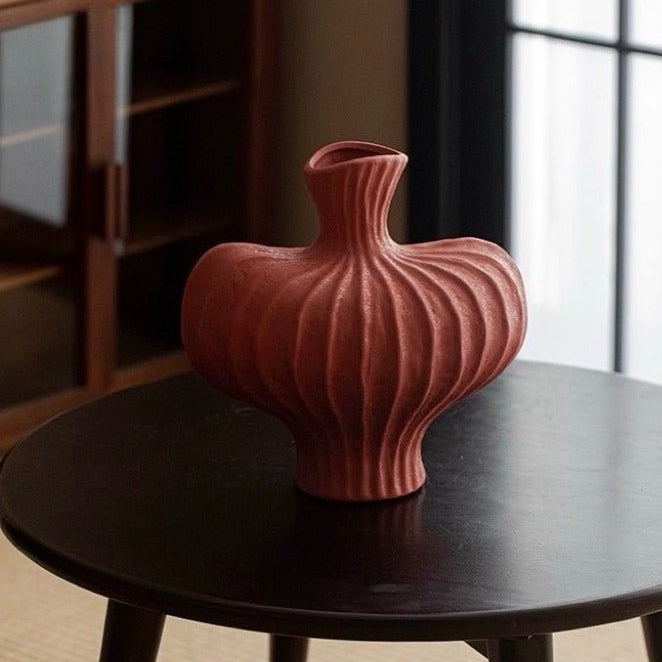 Handmade Wabi Sabi Ceramic Pottery Vase - Red / Black / White-2