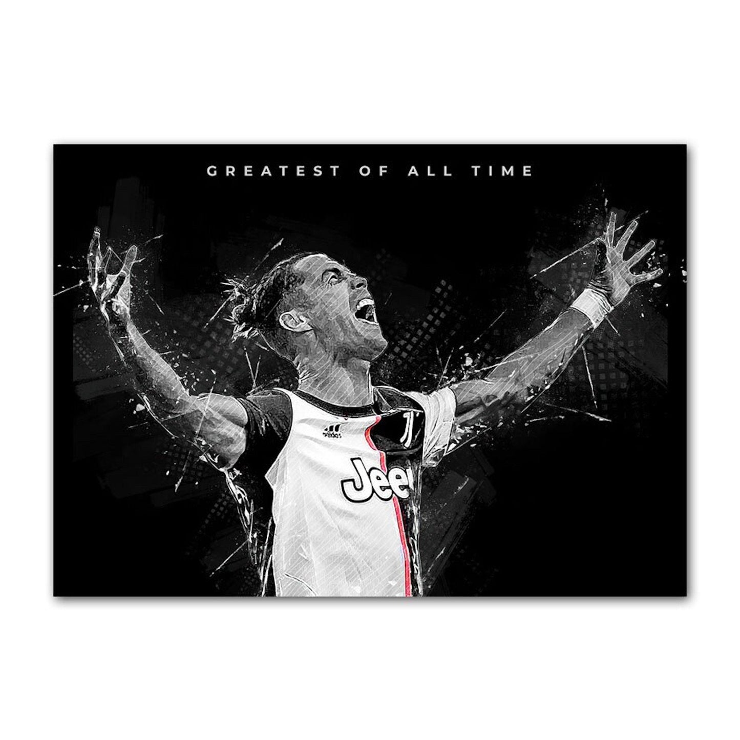 Poster Fußball Christiano Ronaldo in Schwarz Weiss Farben als Deko Print ohne Rahmen-5