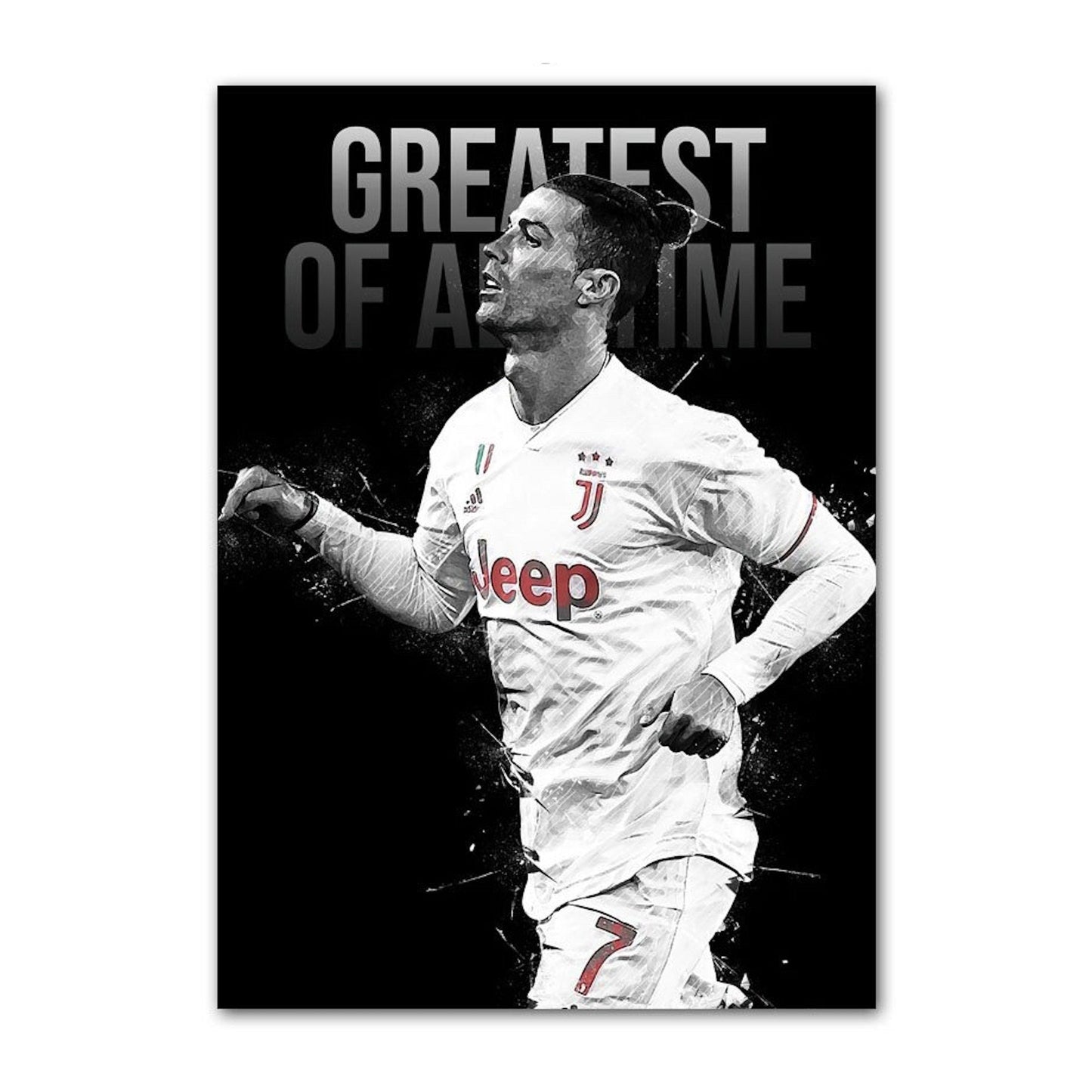 Poster Fußball Christiano Ronaldo in Schwarz Weiss Farben als Deko Print ohne Rahmen-4