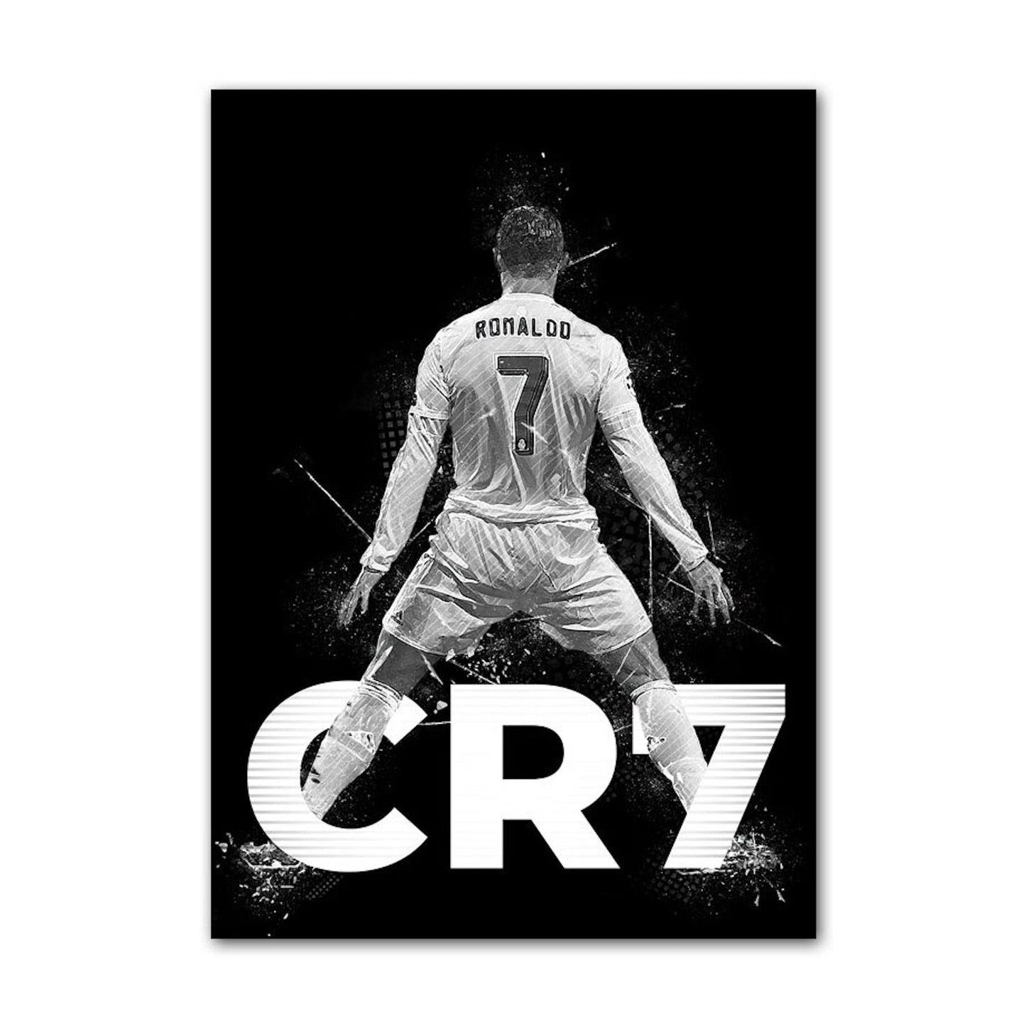 Poster Fußball Christiano Ronaldo in Schwarz Weiss Farben als Deko Print ohne Rahmen-2