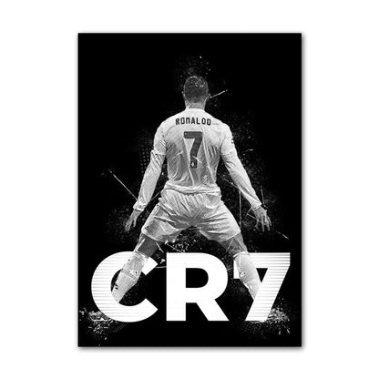 Poster Fußball Christiano Ronaldo in Schwarz Weiss Farben als Deko Print ohne Rahmen-2
