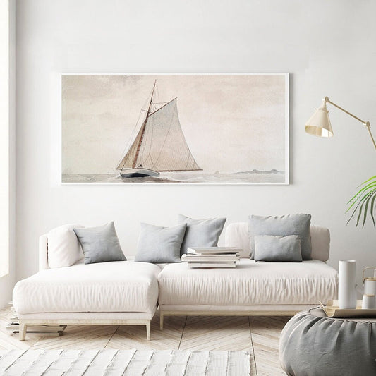 Poster Vintage Galerie Wand Kunst Segelschiff und Horizont als Deko Print ohne Rahmen-0