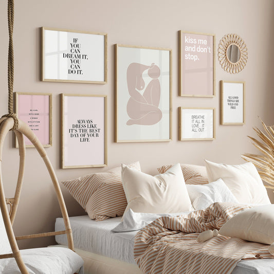Poster Abstrakt Rosa Schwarz I Inspirierende Sprüche I Wandbilder Wohnzimmer & Schlafzimmer I  Deko Print Bilder I ohne Rahmen-0