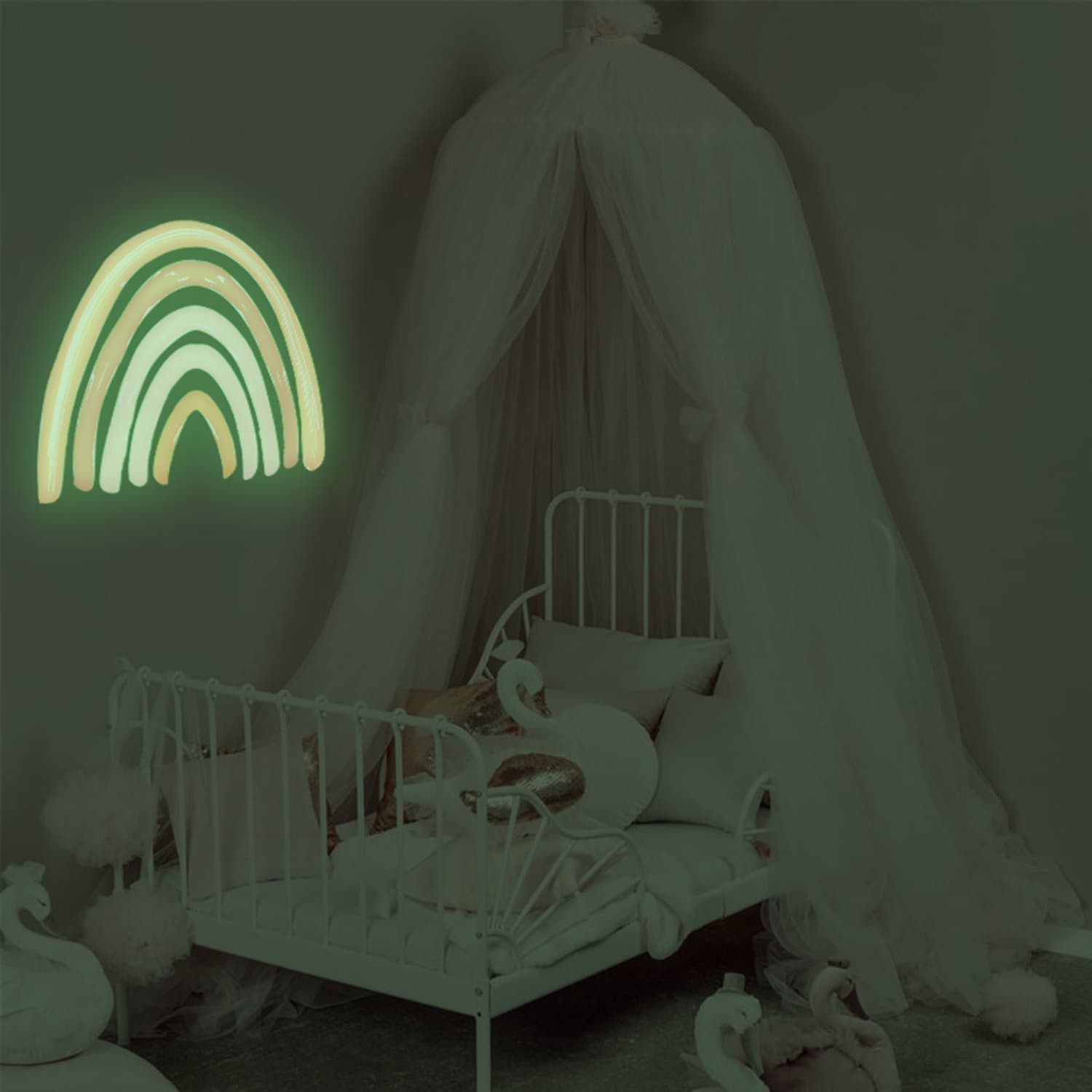 Sticker Kinderzimmer Wandaufkleber Boho Stil Regenbogen Wolken Leuchtet I Wandtattoos I Babyzimmer Wand Deko I Sticker Set-2