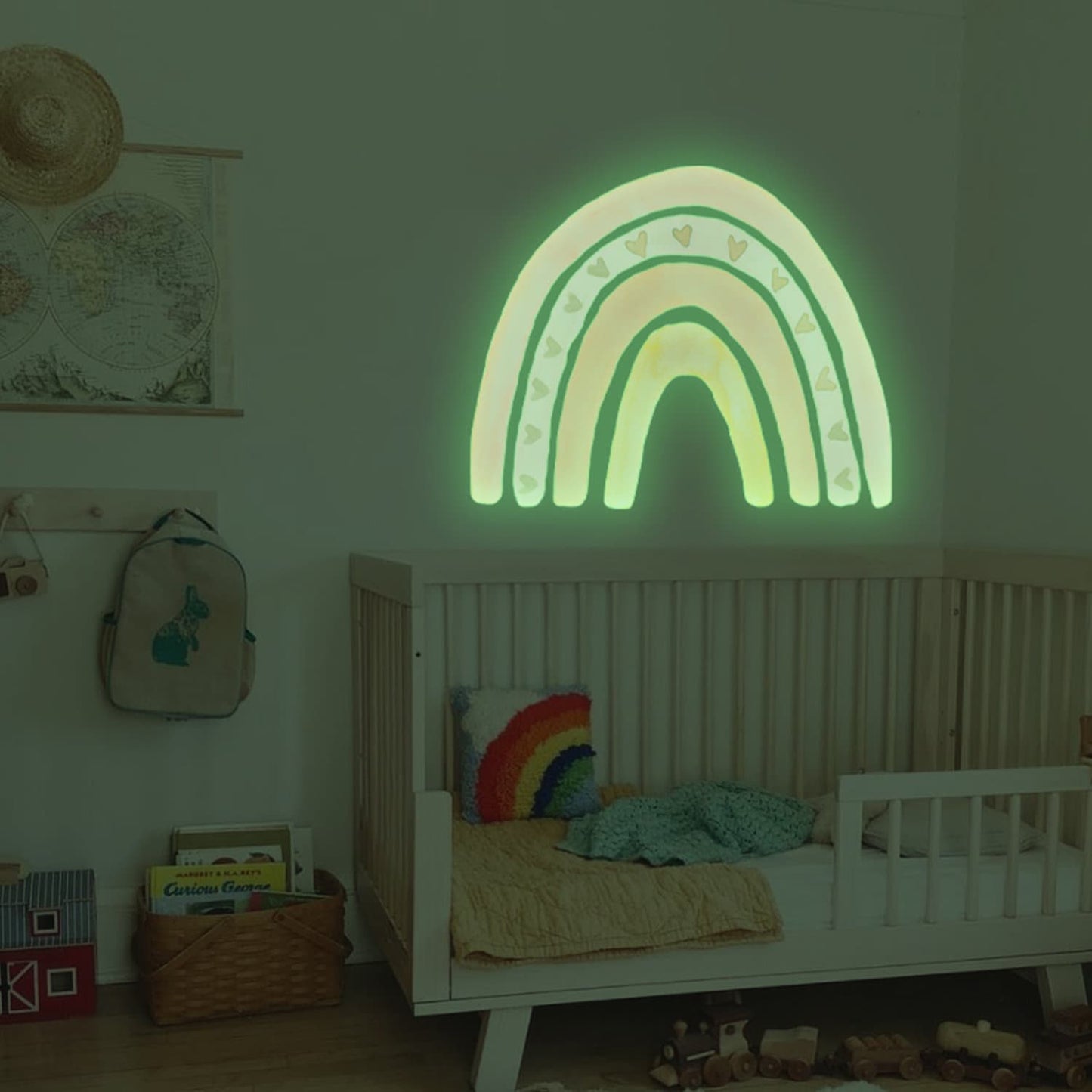 Sticker Kinderzimmer Wandaufkleber Boho Stil Regenbogen Wolken Leuchtet I Wandtattoos I Babyzimmer Wand Deko I Sticker Set-1