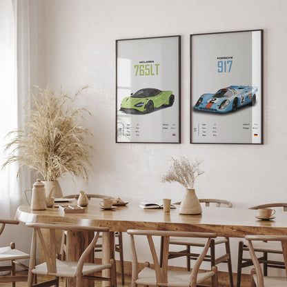 Poster Sportwagen Mclaren Lamborghini Porsche Klassiker Legenden  I Geschenk für ihn I Wohnzimmmer & Büro I Wand Deko I Print ohne Rahmen-2