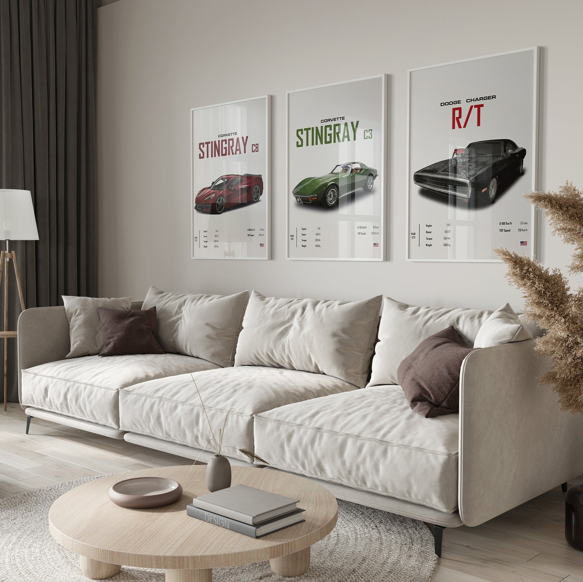 Poster Sportwagen CORVETTE Stingray C8 C3 DODGE CHARGER RTSportauto I Geschenk für ihn I Wohnzimmmer & Büro I Wand Deko I Print ohne Rahmen-2