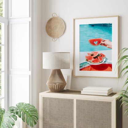 Poster Urlaub Ananas Pool Strand Surfbrett Buggy Wassermelone I Bilder Wohnzimmer & Schlafzimmer I  Wand Deko I Kunst Druck ohne Rahmen-1