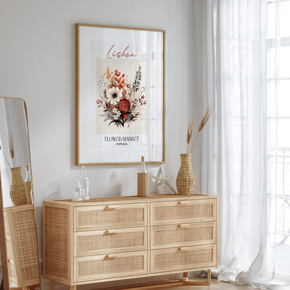 Lisbon Flower Market Portugal Design Poster I Geschenkidee I Wanddeko Wohnzimmer Küche I Skandinavisches Design I Deko Print ohne Rahmen-3