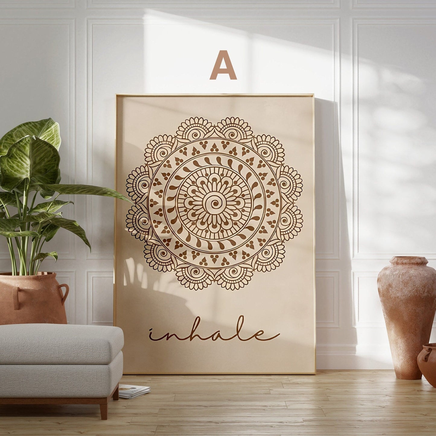 Poster Yoga Einatmen Ausatmen Mandala · Wohnzimmer Bilder · Schlafzimmer Bilder · Wand Deko Print · ohne Rahmen-1